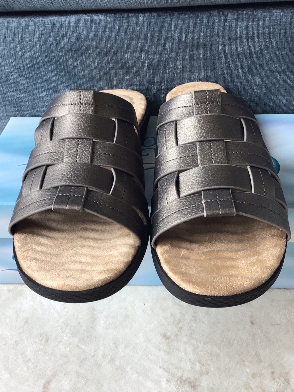 easy street Women's Maha Pewter Multi‑Strap Slide Sandals - Picture 3 of 6